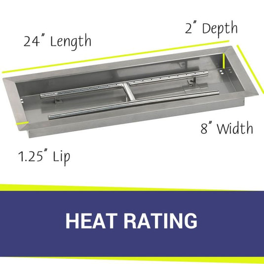 24" x 8" Rectangular Stainless Steel Drop-In Pan with S.I.T. System - Whole House Propane