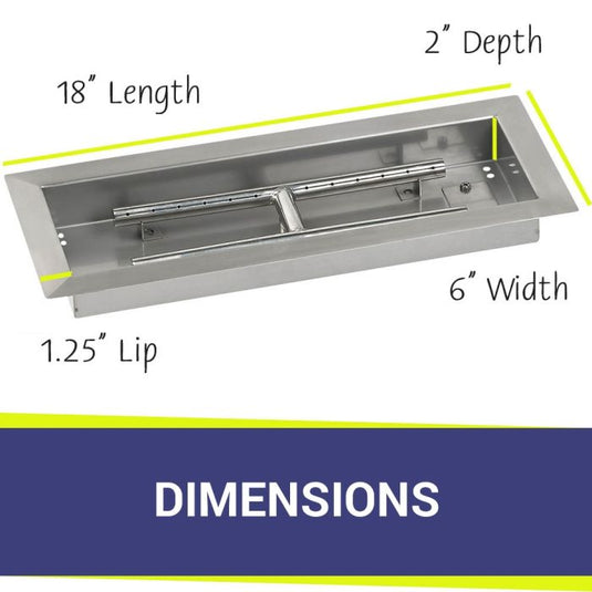 18" x 6" Rectangular Stainless Steel Drop-In Pan with S.I.T. System - Natural Gas