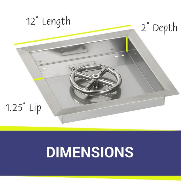 Load image into Gallery viewer, 12&quot; Square Stainless Steel Drop-In Pan with S.I.T. System (6&quot; Ring) - Whole House Propane
