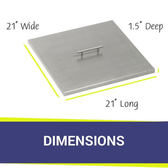 Stainless Steel Cover for Square Drop-In Fire Pit Pan