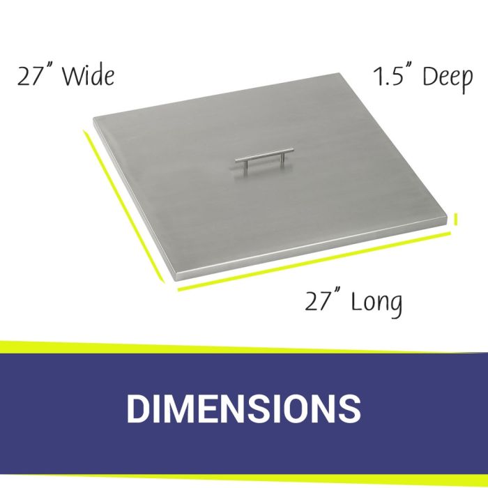 Load image into Gallery viewer, Stainless Steel Cover for Square Drop-In Fire Pit Pan
