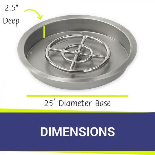 25" Round Drop-In Pan with Match Light Kit (18" Fire Pit Ring) - Natural Gas Bundle