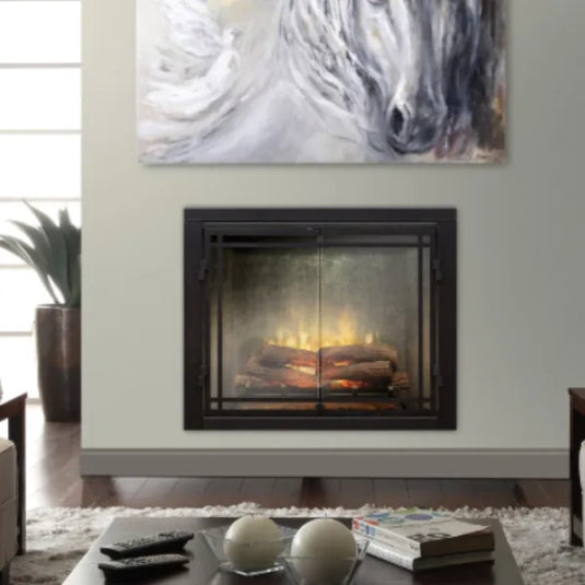 Dimplex Revillusion 42 inch built-in electric firebox installed in a living room