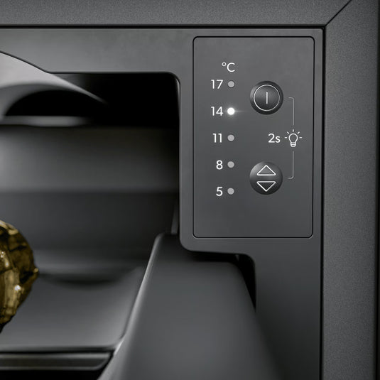 Dometic DrawBar 5S compact wine cooler with panel ready drawer front, built-in under cabinet design storing five wine bottles with LED lighting