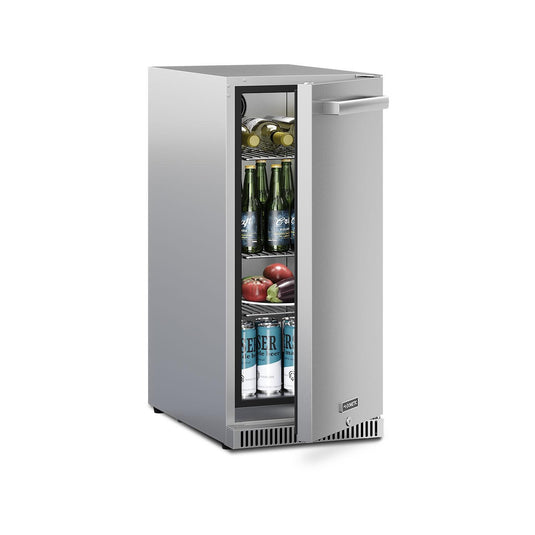 Dometic E-Series 15-Inch Outdoor Refrigerator with Reversible Hinge and Lock in Stainless Steel