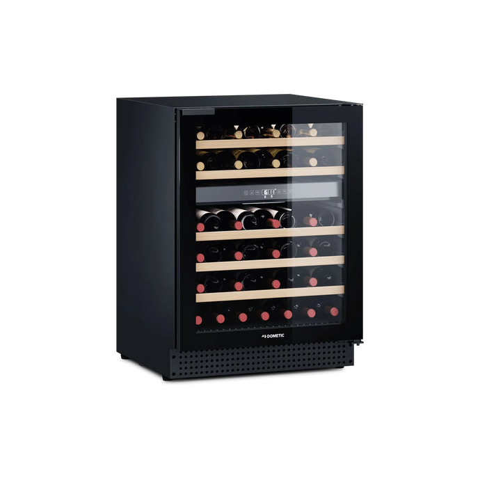 Dometic Wine Cooler D46B dual-zone built-in wine refrigerator with LED lighting and wooden shelves