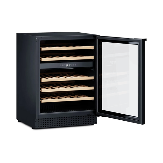 Dometic Wine Cooler D46B dual-zone built-in wine refrigerator with LED lighting and wooden shelves