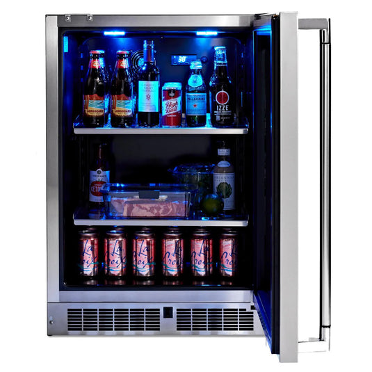 Lynx 24-Inch 5.3 Cu. Ft. Right/Left Hinge Outdoor Rated Compact Glass Door Refrigerator - LN24REFG