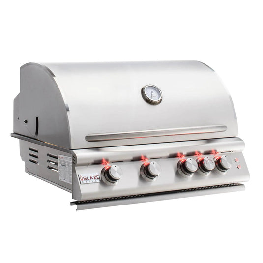 Blaze Premium LTE Marine Grade 32-Inch 4-Burner Built-In Gas Grill With Rear Infrared Burner & Grill Lights