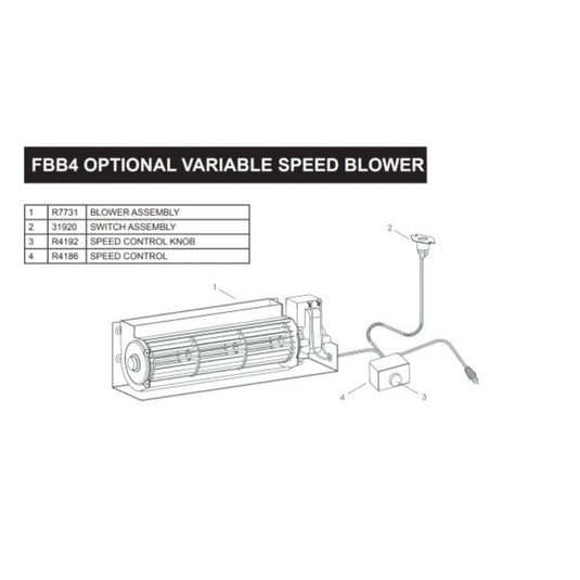 Empire FBB4 fireplace blower kit with variable-speed control and temperature switch