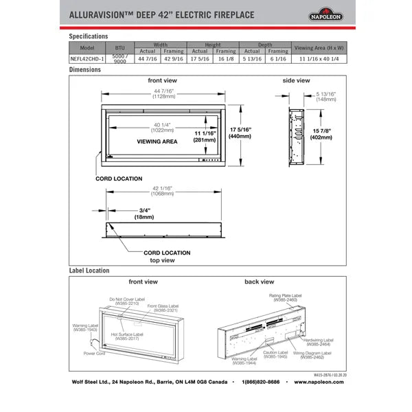 Load image into Gallery viewer, Napoleon Alluravision 42 Deep Depth Electric Fireplace
