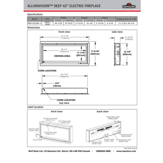 Napoleon Alluravision 42 Deep Depth Electric Fireplace