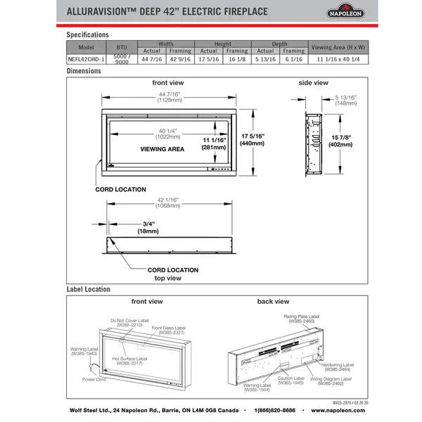 Load image into Gallery viewer, Napoleon Alluravision Deep 42 Electric Fireplace
