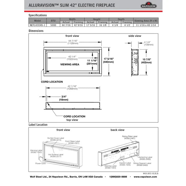 Load image into Gallery viewer, Napoleon Alluravision Slim 42 Electric Fireplace
