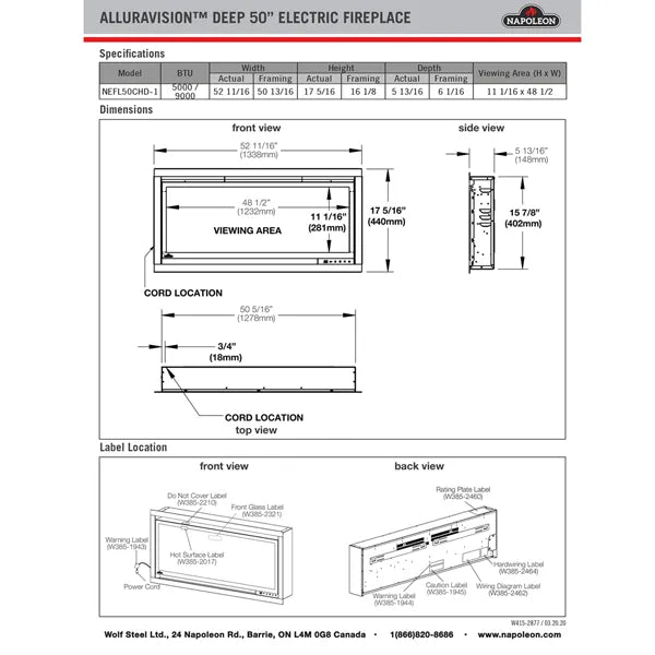 Load image into Gallery viewer, Napoleon Alluravision Deep 50 Electric Fireplace
