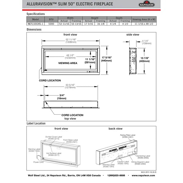 Load image into Gallery viewer, Napoleon Alluravision Slim 50 Electric Fireplace
