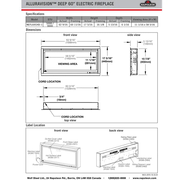 Load image into Gallery viewer, Napoleon Alluravision Deep 60 Electric Fireplace
