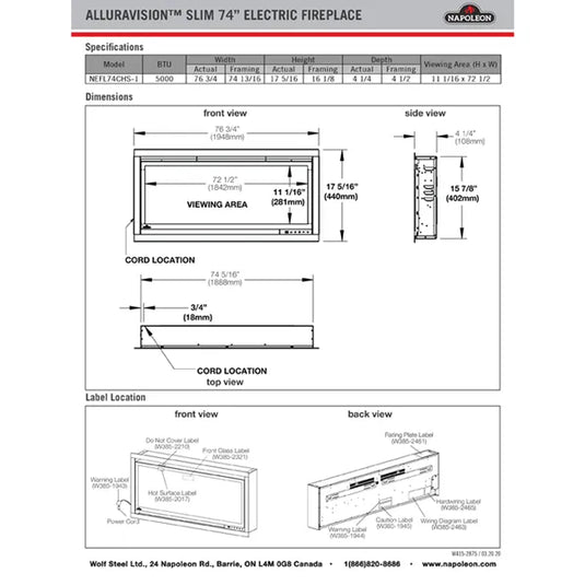 Napoleon Alluravision Slim 74 Electric Fireplace