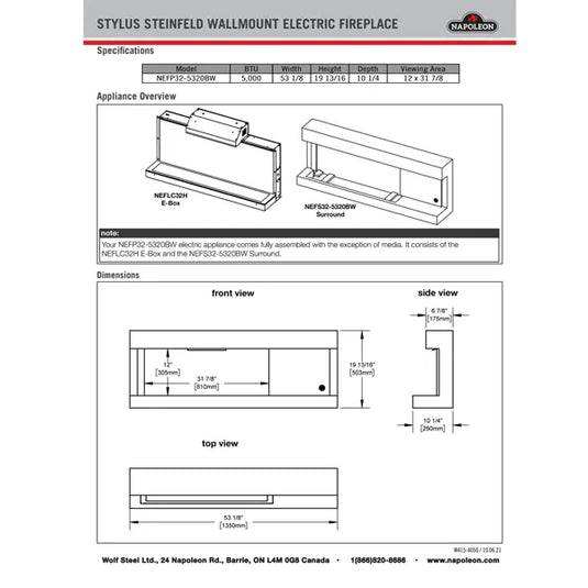 Napoleon Stylus Steinfeld Electric Mantel Fireplace