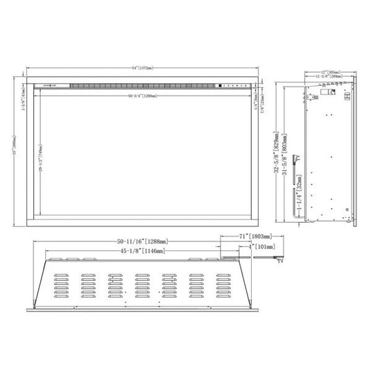 Modern Flames Redstone Single-Sided Electric Fireplace – 54”