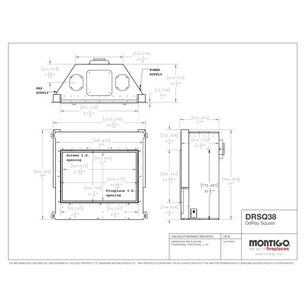 Load image into Gallery viewer, Montigo Delray Square Direct Vent Gas Fireplace - 38&quot;
