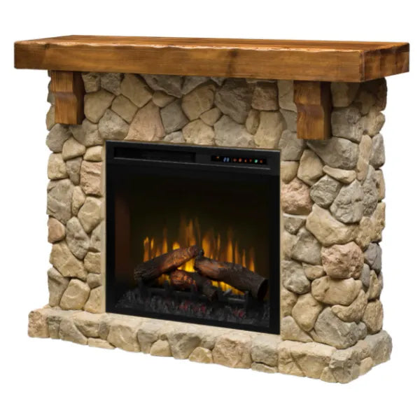 Dimplex Fieldstone Mantel Electric Fireplace with Logs