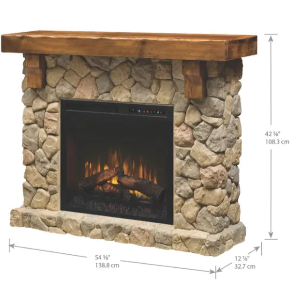 Load image into Gallery viewer, Dimplex Fieldstone Mantel Electric Fireplace with Logs
