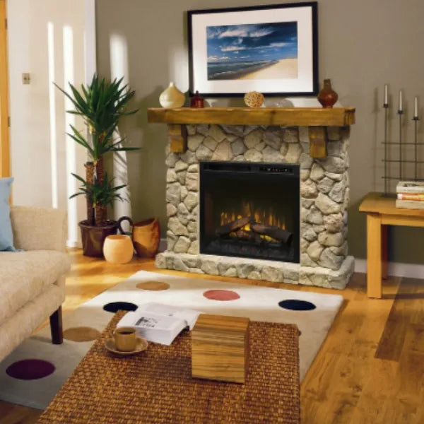 Load image into Gallery viewer, Dimplex Fieldstone Mantel Electric Fireplace with Logs
