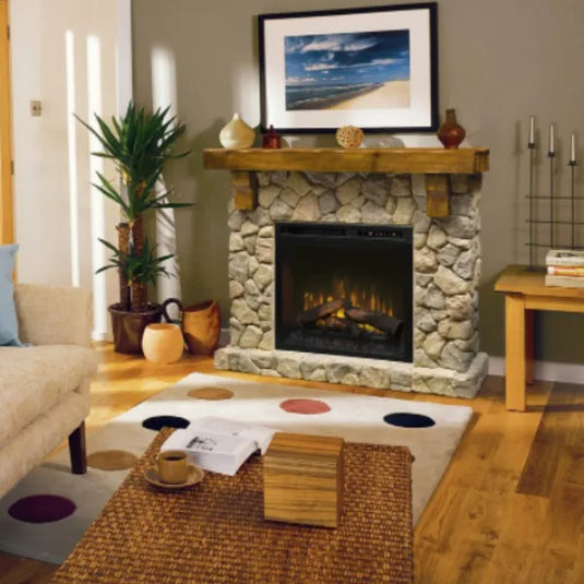 Dimplex Fieldstone Mantel Electric Fireplace with Logs