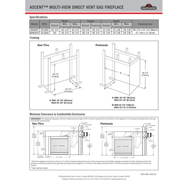 Load image into Gallery viewer, Napoleon BHD4ST See Through Direct Vent Gas Fireplace with Logs
