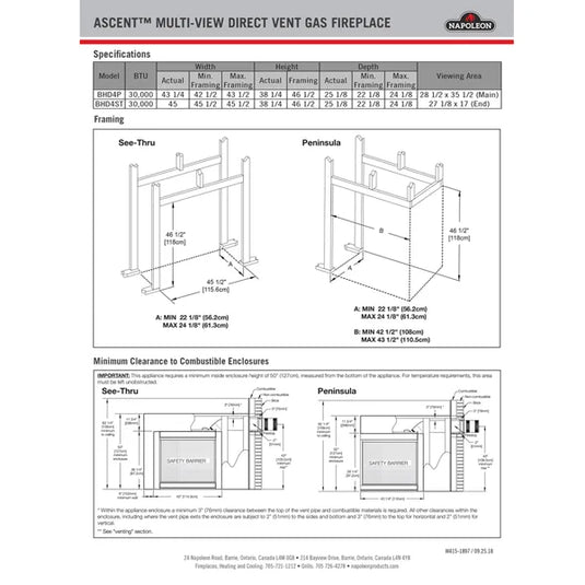 Napoleon BHD4ST See Through Direct Vent Gas Fireplace with Logs