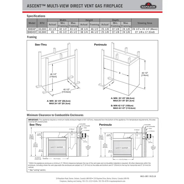 Load image into Gallery viewer, Napoleon BHD4STG See Through Direct Vent Gas Fireplace with Fire Glass
