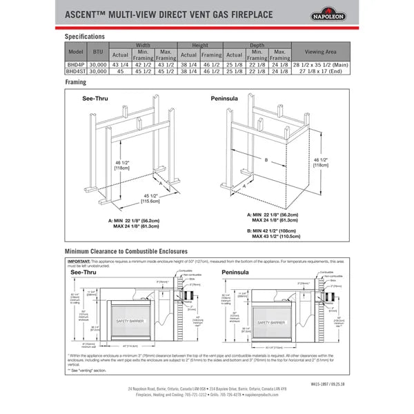 Load image into Gallery viewer, Napoleon BHD4PG Peninsula Direct Vent Gas Fireplace with Fire Glass
