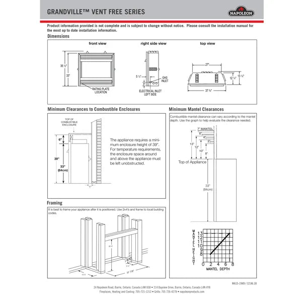 Load image into Gallery viewer, Napoleon GVF36 Grandville Ventless Gas Fireplace
