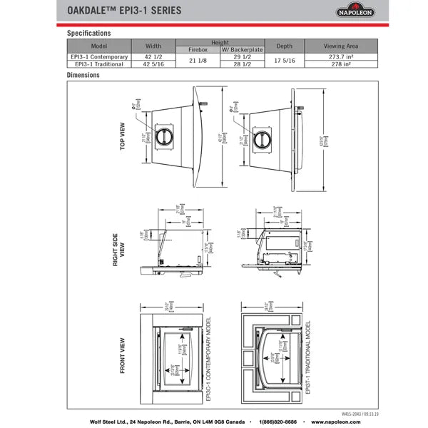 Load image into Gallery viewer, Napoleon EPI3T Oakdale Wood Burning Fireplace Insert
