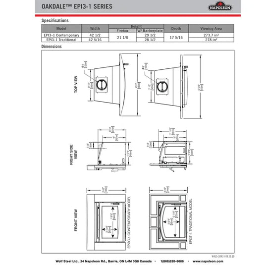 Napoleon EPI3T Oakdale Wood Burning Fireplace Insert