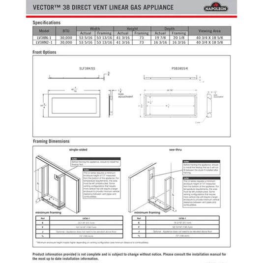 Napoleon LV38 Vector 38 Linear Direct Vent Gas Fireplace