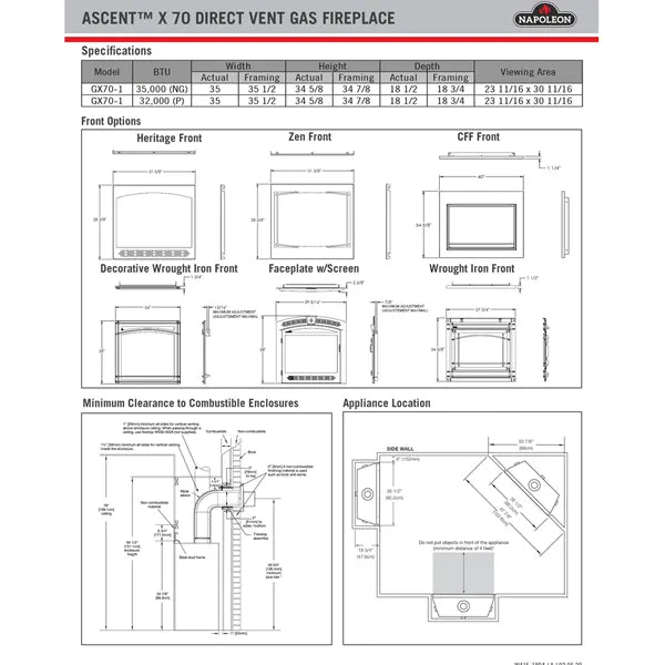 Load image into Gallery viewer, Napoleon GX70 Ascent X 70 Direct Vent Gas Fireplace
