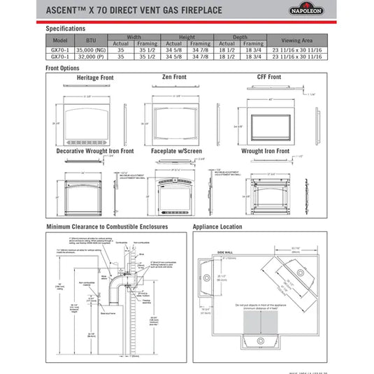 Napoleon GX70 Ascent X 70 Direct Vent Gas Fireplace