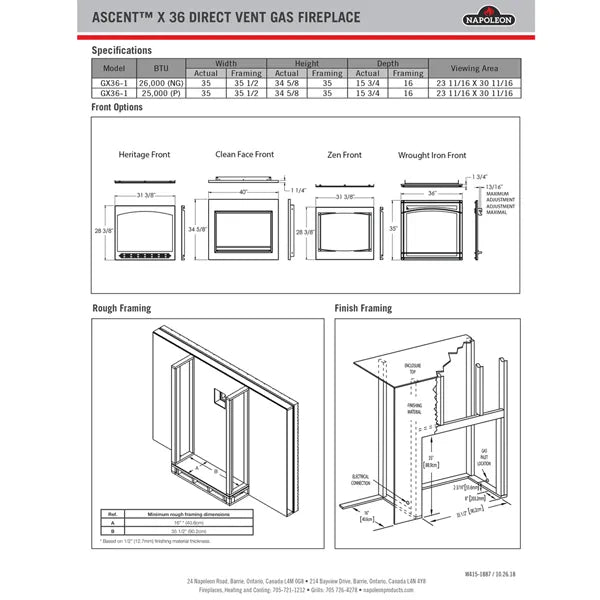 Load image into Gallery viewer, Napoleon GX36 Ascent X 36 Direct Vent Gas Fireplace
