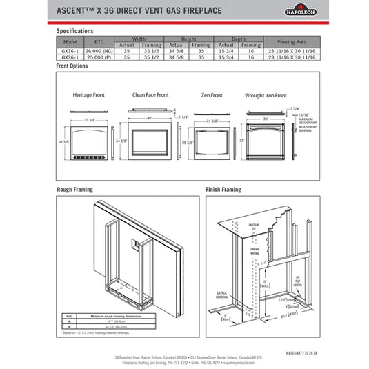 Napoleon GX36 Ascent X 36 Direct Vent Gas Fireplace