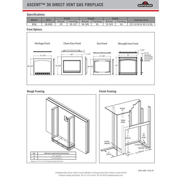 Load image into Gallery viewer, Napoleon B36 Ascent 36 Direct Vent Gas Fireplace
