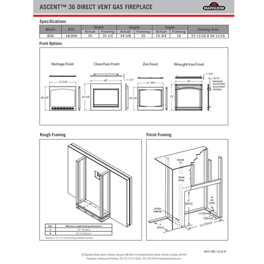 Napoleon B36 Ascent 36 Direct Vent Gas Fireplace