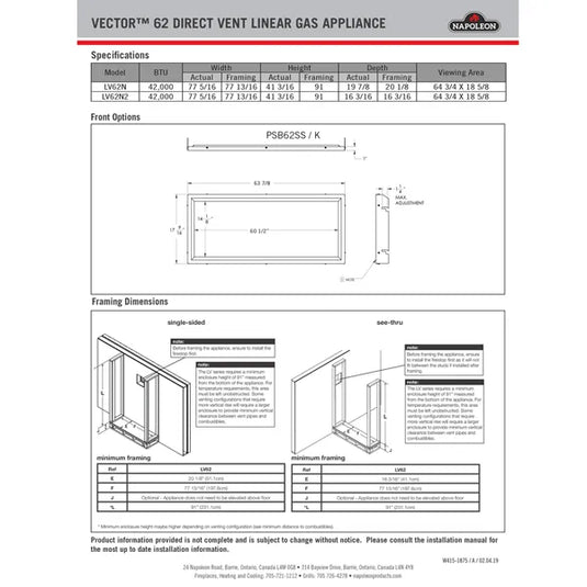 Napoleon LV62 Vector 62 Direct Vent Gas Fireplace