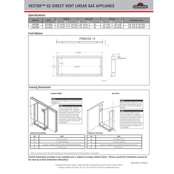 Load image into Gallery viewer, Napoleon LV62 Vector 62 SeeThrough Direct Vent Gas Fireplace
