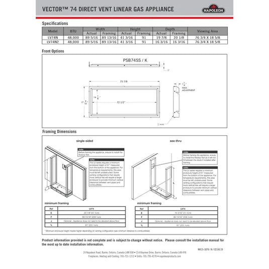 Napoleon LV74 Vector 74 See Through DirectVent Gas Fireplace