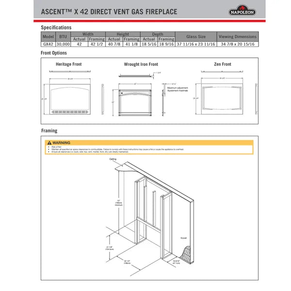 Load image into Gallery viewer, Napoleon GX42 Ascent X 42 Direct Vent Gas Fireplace
