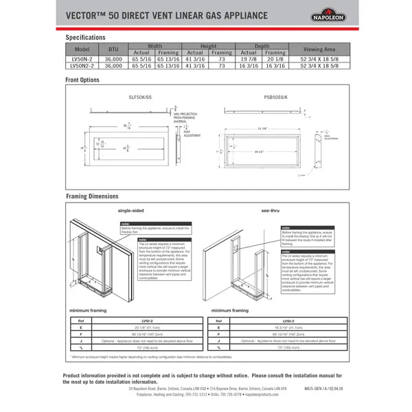 Load image into Gallery viewer, Napoleon LV50 2 Vector 50 See-Thru Direct Vent Gas Fireplace
