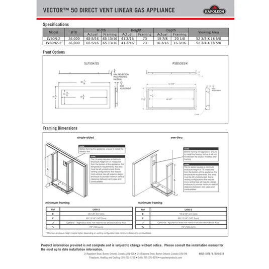 Napoleon LV50 2 Vector 50 See-Thru Direct Vent Gas Fireplace