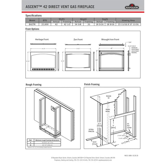 Napoleon B42 Ascent 42 Direct Vent Gas Fireplace